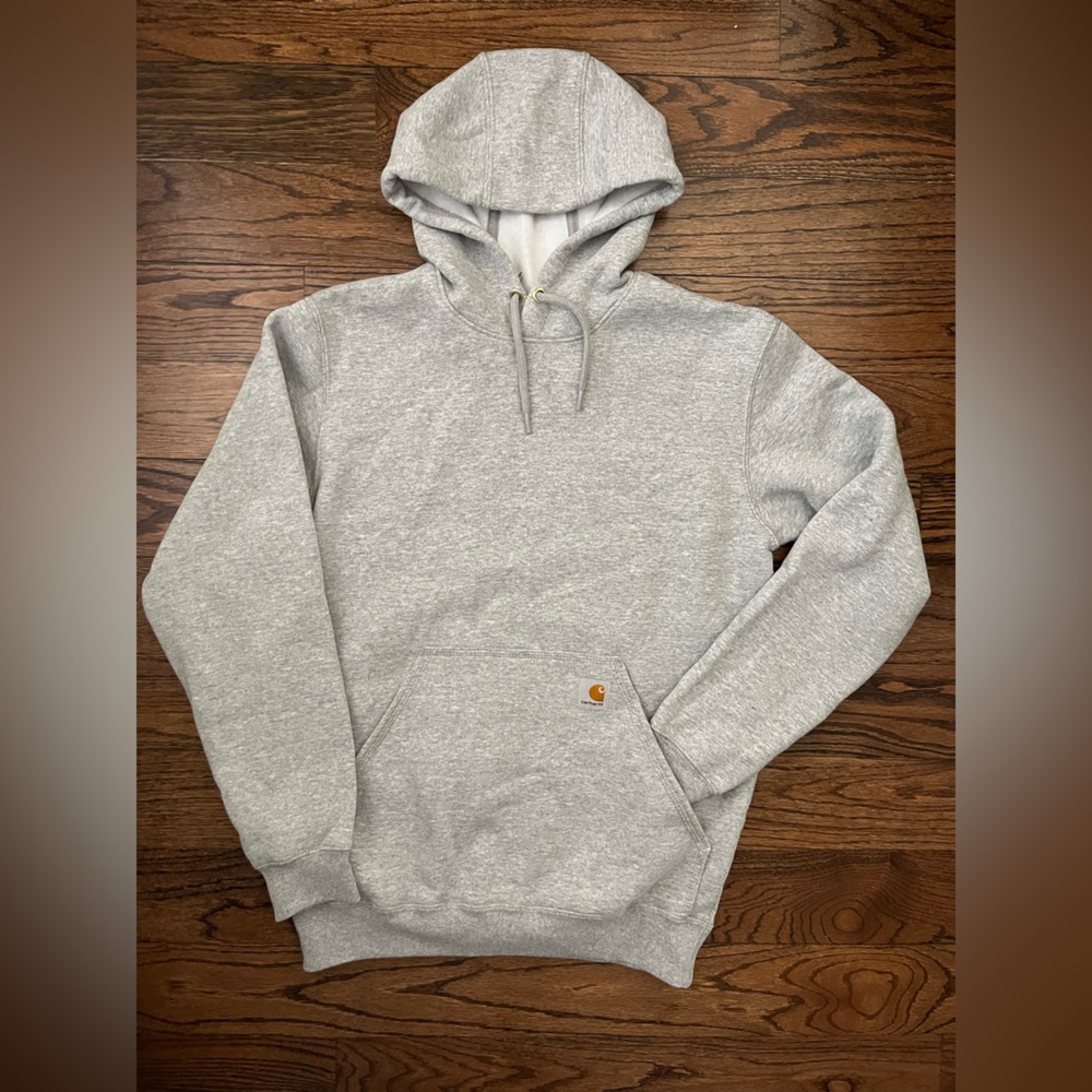 NWOT Men’s Carhartt Heather Gray Fleece Hoodie Sweatshirt.  Size Small